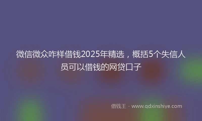 微信微众咋样借钱2025年精选，概括5个失信人员可以借钱的网贷口子
