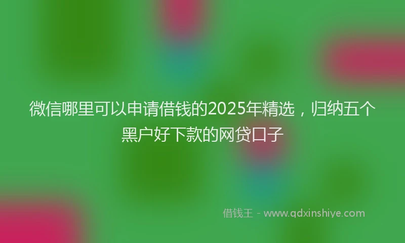微信哪里可以申请借钱的2025年精选，归纳五个黑户好下款的网贷口子