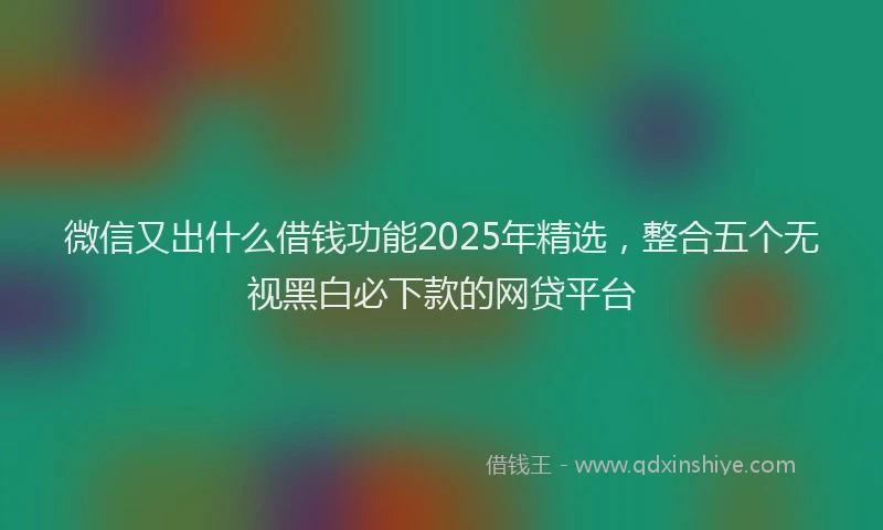 微信又出什么借钱功能2025年精选，整合五个无视黑白必下款的网贷平台