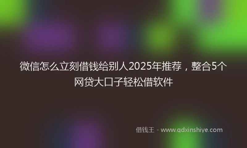 微信怎么立刻借钱给别人2025年推荐，整合5个网贷大口子轻松借软件