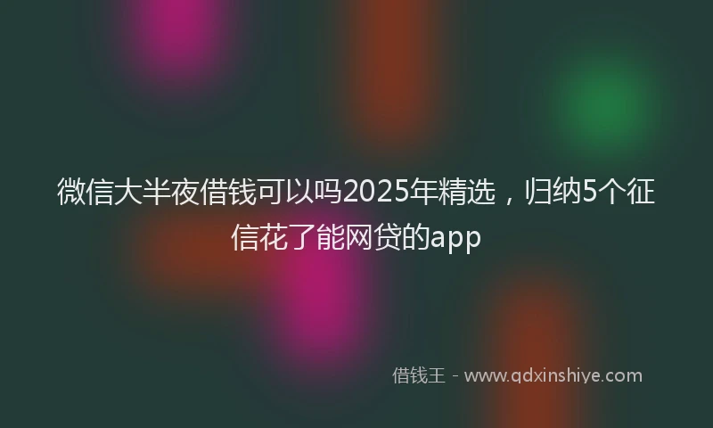 微信大半夜借钱可以吗2025年精选，归纳5个征信花了能网贷的app