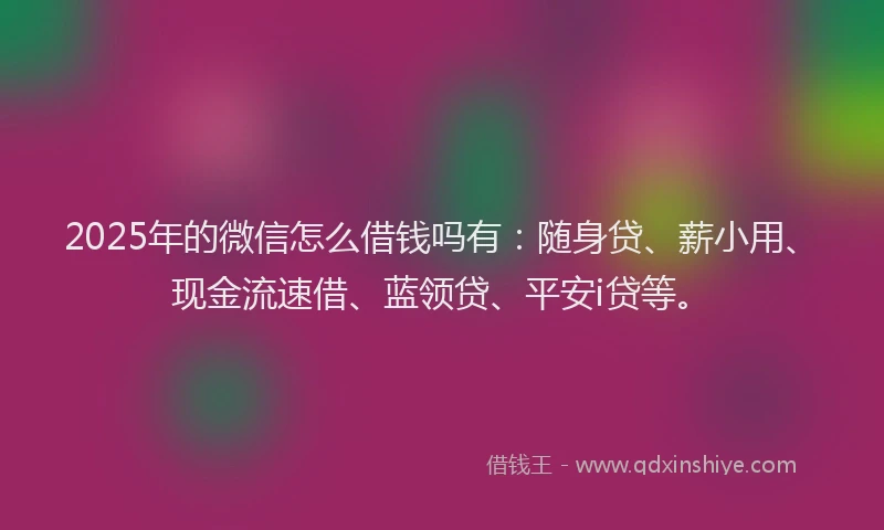 2025年的微信怎么借钱吗有：随身贷、薪小用、现金流速借、蓝领贷、平安i贷等。