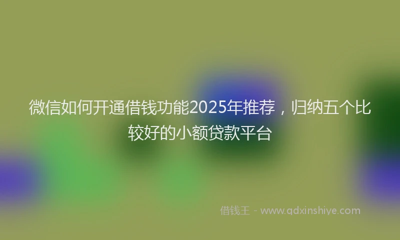 微信如何开通借钱功能2025年推荐，归纳五个比较好的小额贷款平台