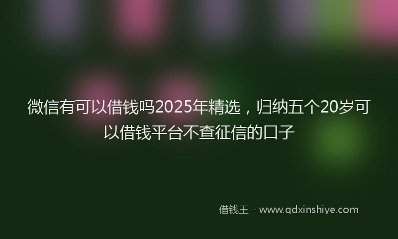 微信有可以借钱吗2025年精选，归纳五个20岁可以借钱平台不查征信的口子