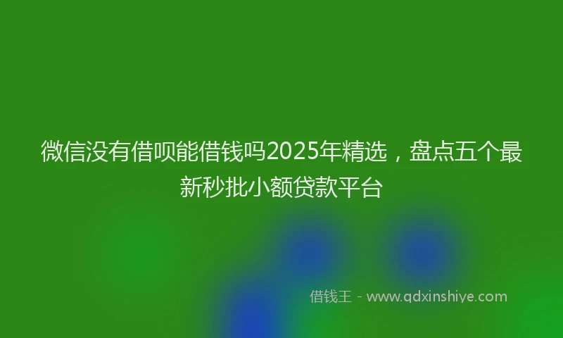 微信没有借呗能借钱吗2025年精选，盘点五个最新秒批小额贷款平台