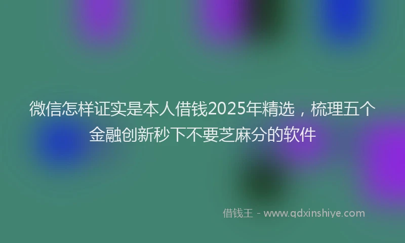 微信怎样证实是本人借钱2025年精选，梳理五个金融创新秒下不要芝麻分的软件