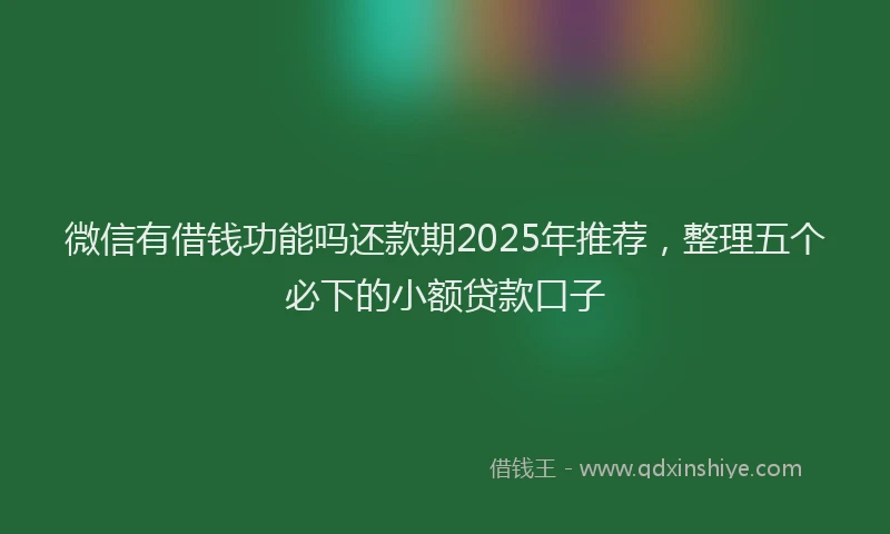 微信有借钱功能吗还款期2025年推荐，整理五个必下的小额贷款口子