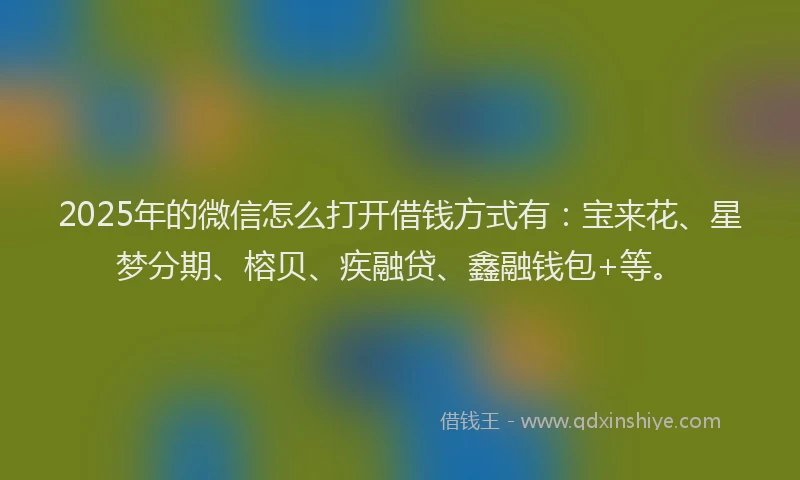 2025年的微信怎么打开借钱方式有：宝来花、星梦分期、榕贝、疾融贷、鑫融钱包+等。