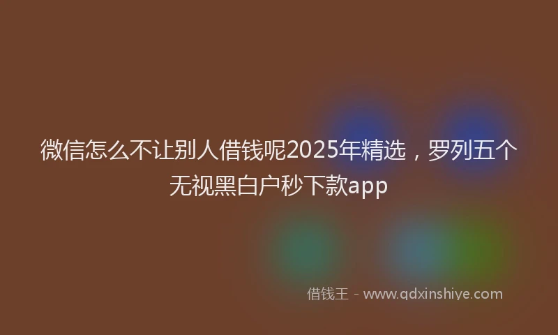 微信怎么不让别人借钱呢2025年精选，罗列五个无视黑白户秒下款app