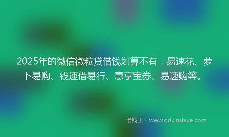 2025年的微信微粒贷借钱划算不有：易速花、萝卜易购、钱速借易行、惠享宝券、易速购等。