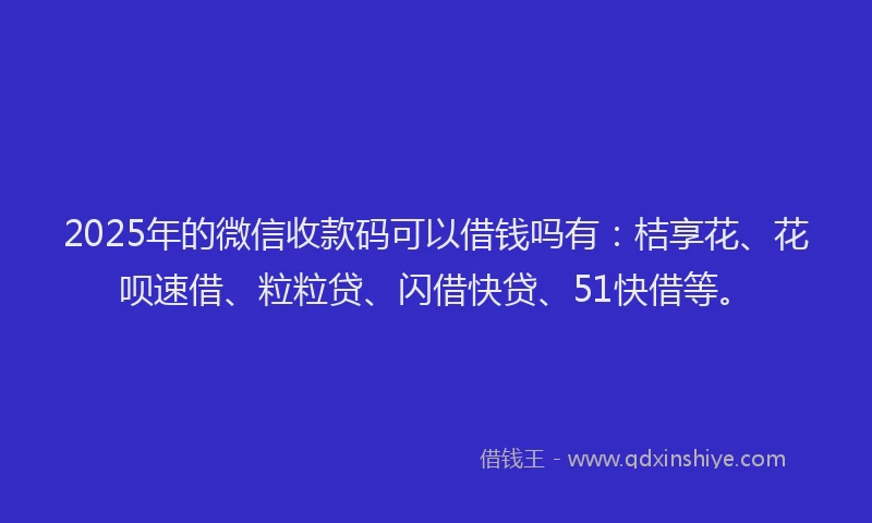 2025年的微信收款码可以借钱吗有：桔享花、花呗速借、粒粒贷、闪借快贷、51快借等。