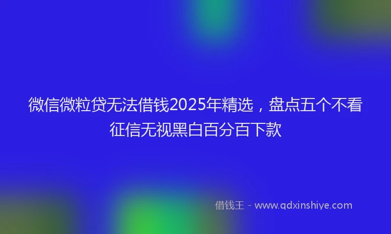 微信微粒贷无法借钱2025年精选，盘点五个不看征信无视黑白百分百下款