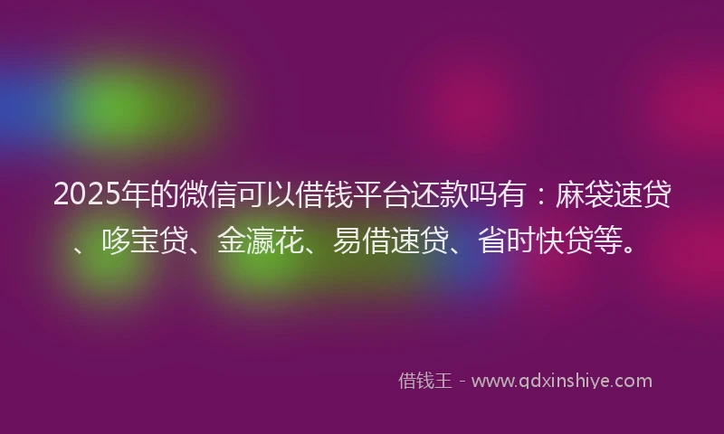 2025年的微信可以借钱平台还款吗有：麻袋速贷、哆宝贷、金瀛花、易借速贷、省时快贷等。