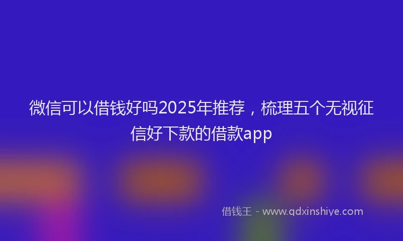 微信可以借钱好吗2025年推荐，梳理五个无视征信好下款的借款app