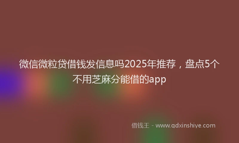 微信微粒贷借钱发信息吗2025年推荐，盘点5个不用芝麻分能借的app