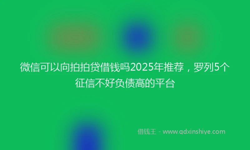 微信可以向拍拍贷借钱吗2025年推荐，罗列5个征信不好负债高的平台