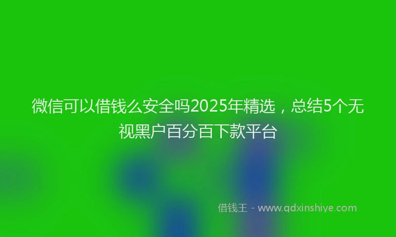 微信可以借钱么安全吗2025年精选，总结5个无视黑户百分百下款平台