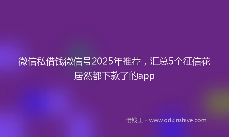 微信私借钱微信号2025年推荐，汇总5个征信花居然都下款了的app