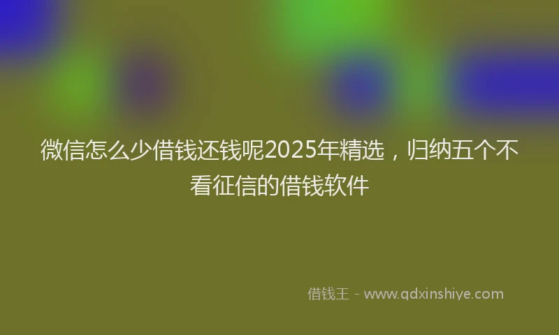 微信怎么少借钱还钱呢2025年精选，归纳五个不看征信的借钱软件