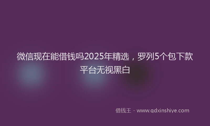 微信现在能借钱吗2025年精选，罗列5个包下款平台无视黑白