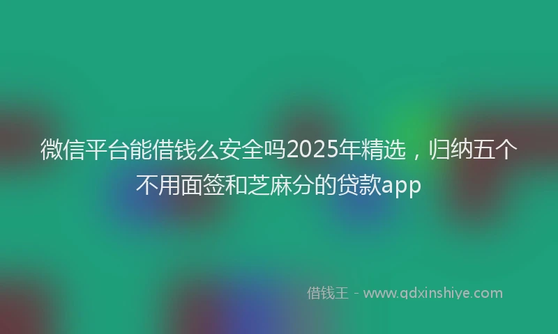 微信平台能借钱么安全吗2025年精选，归纳五个不用面签和芝麻分的贷款app