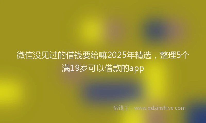 微信没见过的借钱要给嘛2025年精选，整理5个满19岁可以借款的app