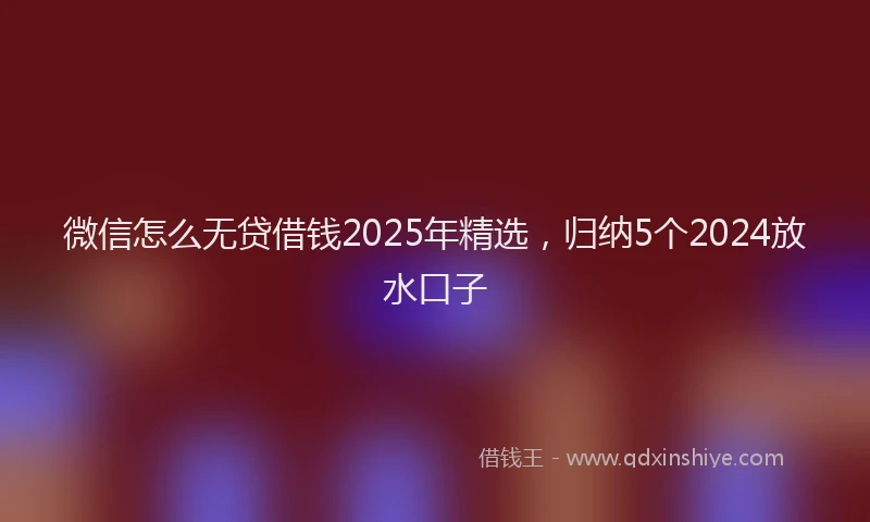 微信怎么无贷借钱2025年精选，归纳5个2024放水口子