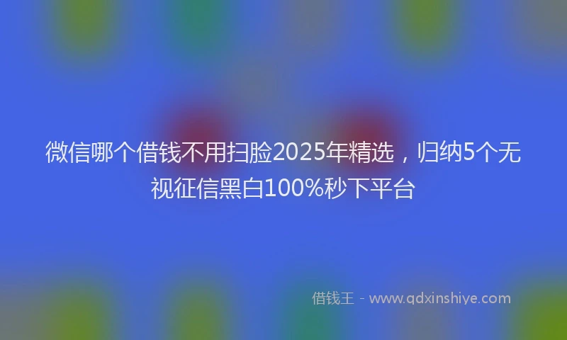 微信哪个借钱不用扫脸2025年精选，归纳5个无视征信黑白100%秒下平台