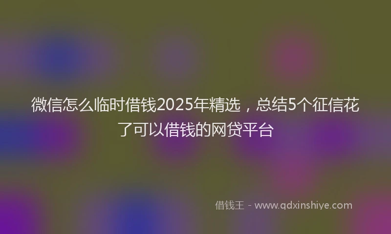微信怎么临时借钱2025年精选，总结5个征信花了可以借钱的网贷平台