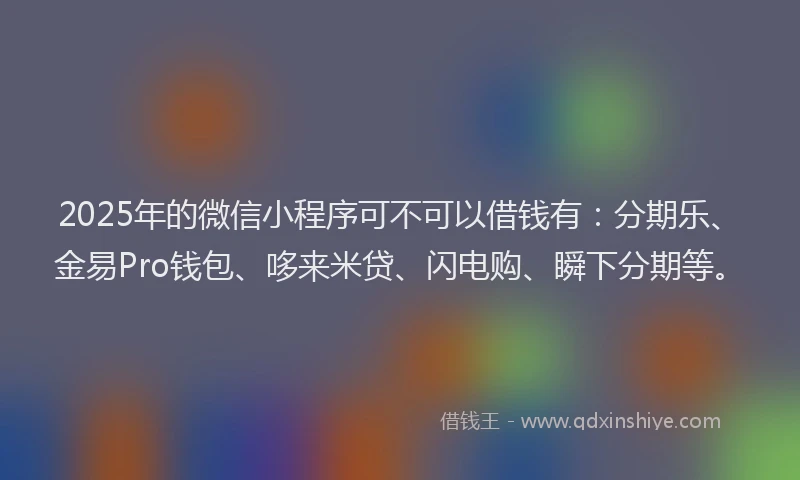 2025年的微信小程序可不可以借钱有：分期乐、金易Pro钱包、哆来米贷、闪电购、瞬下分期等。