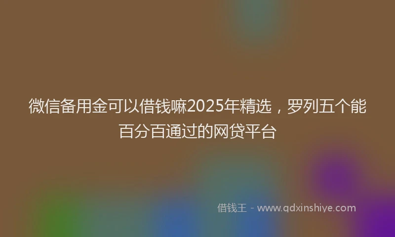 微信备用金可以借钱嘛2025年精选，罗列五个能百分百通过的网贷平台