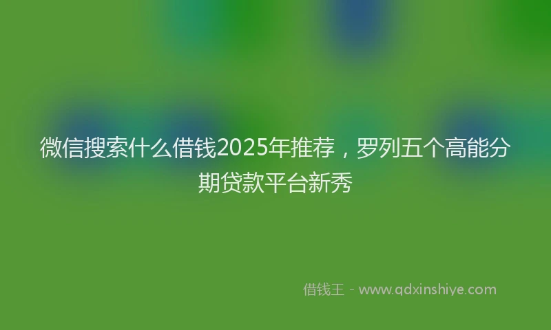 微信搜索什么借钱2025年推荐，罗列五个高能分期贷款平台新秀