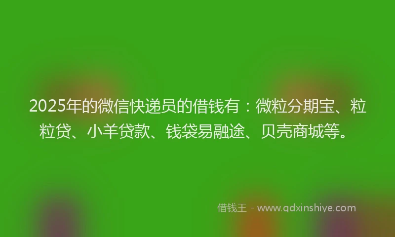 2025年的微信快递员的借钱有：微粒分期宝、粒粒贷、小羊贷款、钱袋易融途、贝壳商城等。