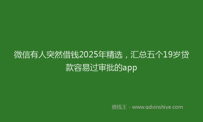 微信有人突然借钱2025年精选，汇总五个19岁贷款容易过审批的app