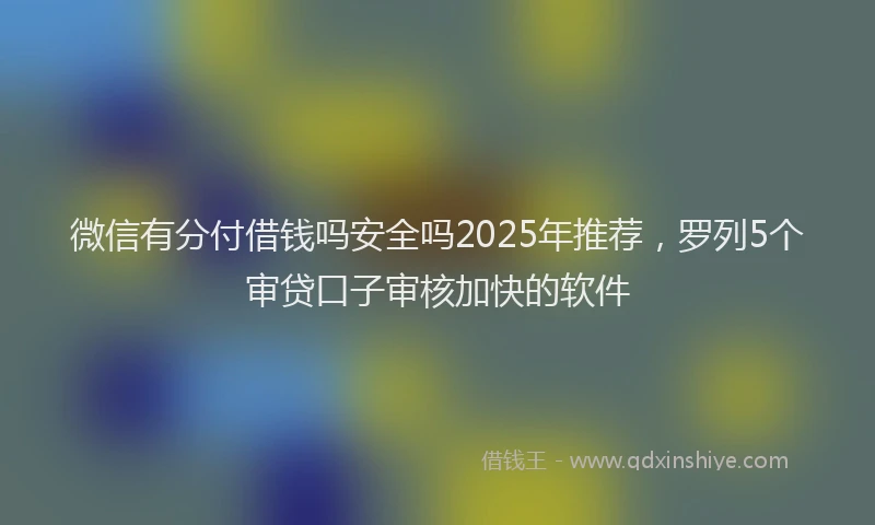微信有分付借钱吗安全吗2025年推荐，罗列5个审贷口子审核加快的软件
