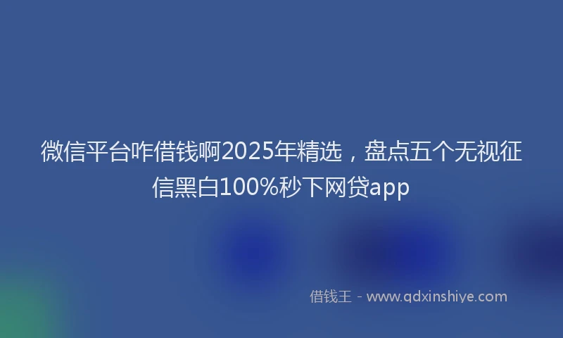 微信平台咋借钱啊2025年精选，盘点五个无视征信黑白100%秒下网贷app