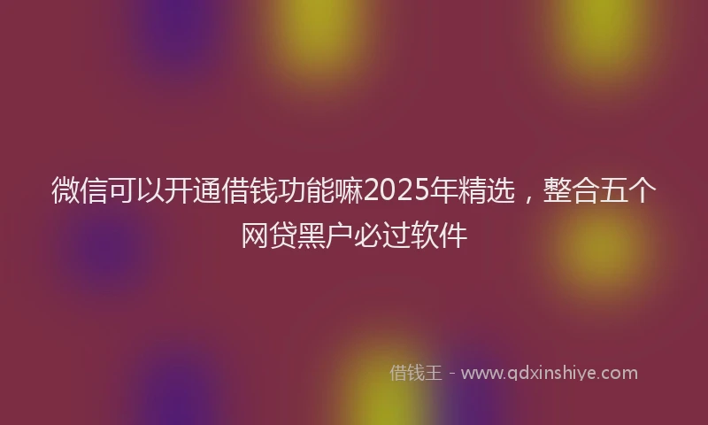 微信可以开通借钱功能嘛2025年精选，整合五个网贷黑户必过软件