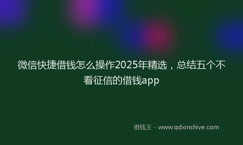 微信快捷借钱怎么操作2025年精选，总结五个不看征信的借钱app