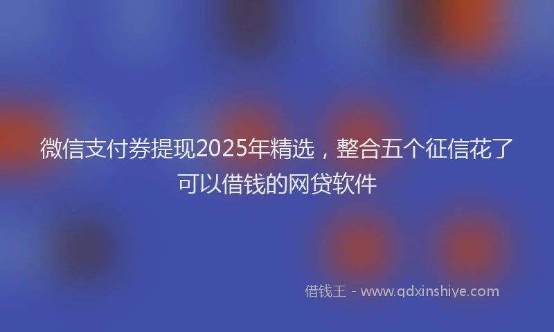 微信支付券提现2025年精选，整合五个征信花了可以借钱的网贷软件