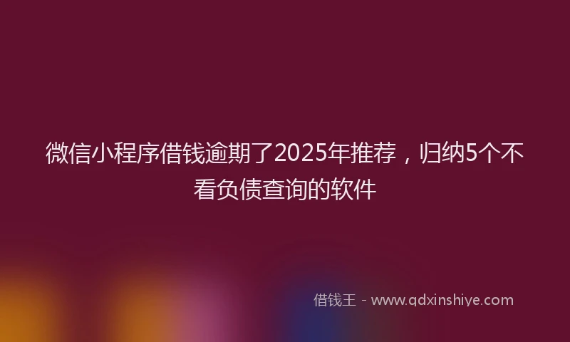 微信小程序借钱逾期了2025年推荐，归纳5个不看负债查询的软件
