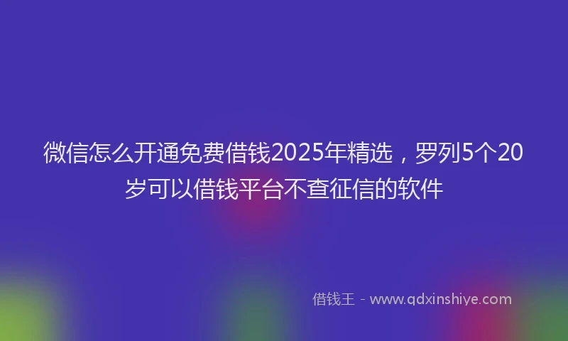 微信怎么开通免费借钱2025年精选，罗列5个20岁可以借钱平台不查征信的软件