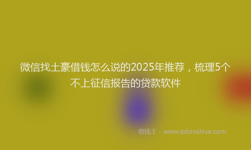 微信找土豪借钱怎么说的2025年推荐，梳理5个不上征信报告的贷款软件