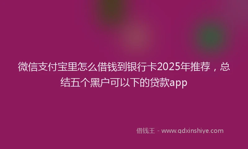 微信支付宝里怎么借钱到银行卡2025年推荐，总结五个黑户可以下的贷款app
