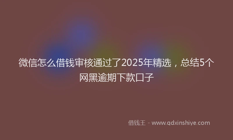 微信怎么借钱审核通过了2025年精选，总结5个网黑逾期下款口子