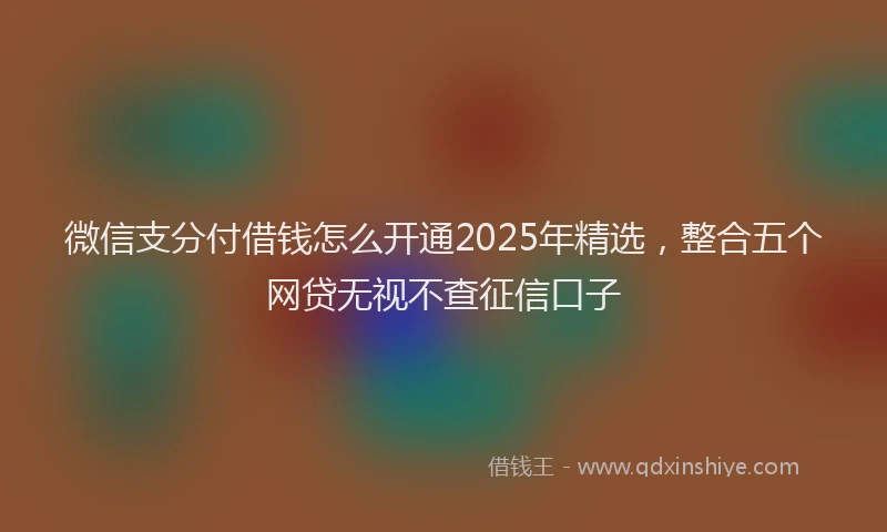 微信支分付借钱怎么开通2025年精选，整合五个网贷无视不查征信口子