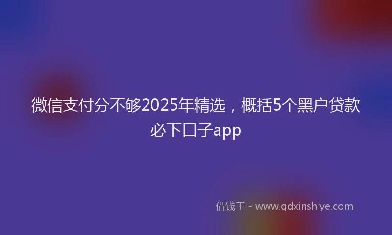 微信支付分不够2025年精选，概括5个黑户贷款必下口子app