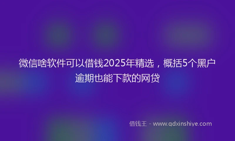 微信啥软件可以借钱2025年精选，概括5个黑户逾期也能下款的网贷