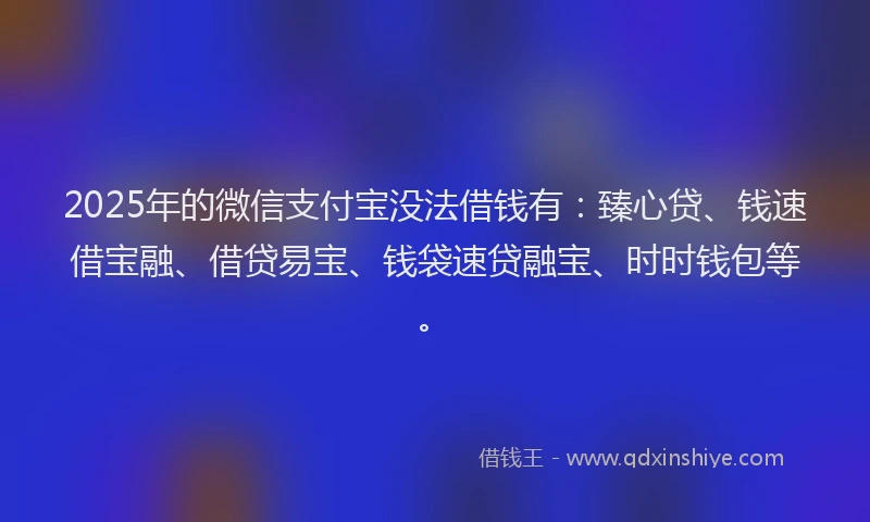 2025年的微信支付宝没法借钱有：臻心贷、钱速借宝融、借贷易宝、钱袋速贷融宝、时时钱包等。