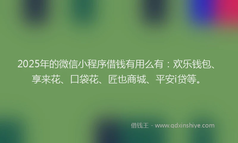 2025年的微信小程序借钱有用么有：欢乐钱包、享来花、口袋花、匠也商城、平安i贷等。