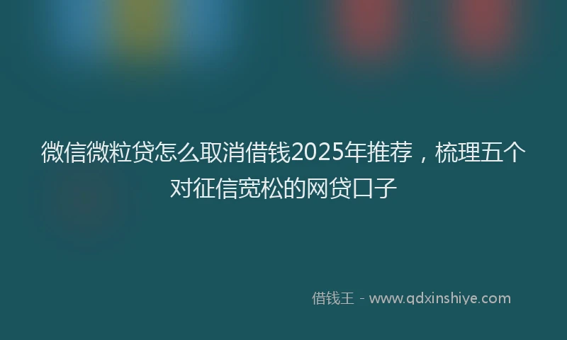 微信微粒贷怎么取消借钱2025年推荐，梳理五个对征信宽松的网贷口子